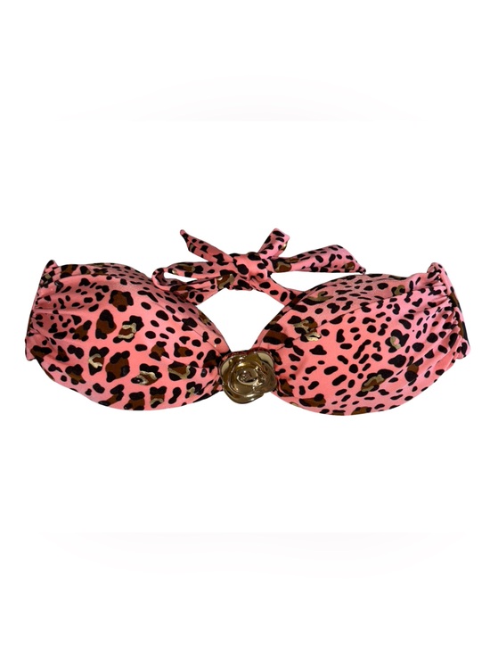 Luli Fama Other - Luli Fama Pink Leopard Print Bikini Top Gold Accents Size Large